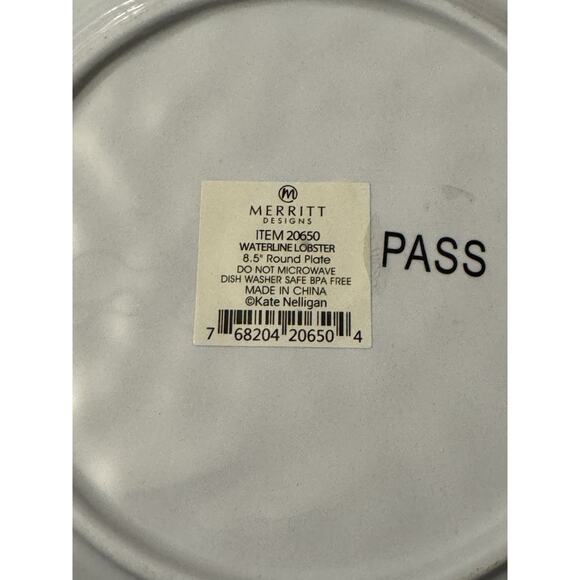 Kate Nelligan Merritt Designs 8.5” Round Plates 5PC Waterline Lobster #20650 - Picture 5 of 5